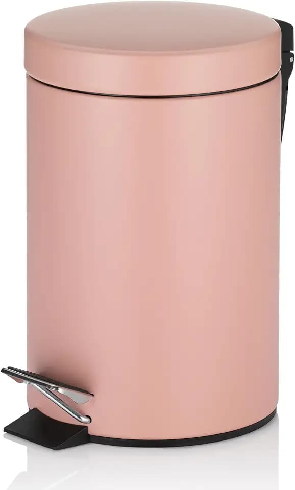 kela Kosmetikeimer 3L MONACO, Metall Tretmülleimer Badzimmer, WC, Küche, Badmülleimer mit herausnehmbarem Einsatz, altrosa matt