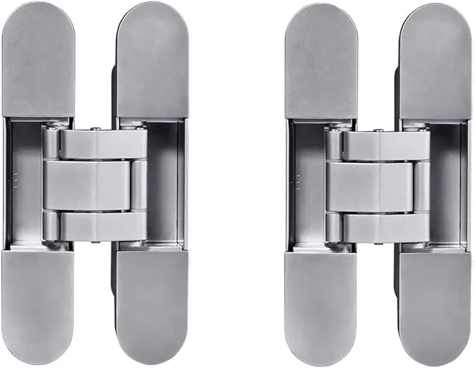 TamBee 6 Inch Outswing Hidden Door Hinges, 180 Degree, 3-Way Adjustable Concealed Butt Hinge, Invisible Hardware for Secret Room & Hidden Bookcase Bookshelf - 2 Pack