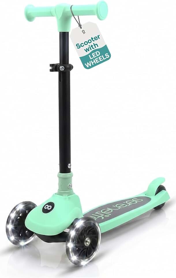 SereneLife Kids Scooter, 3-Wheel Toddler Scooter with LED Wheels