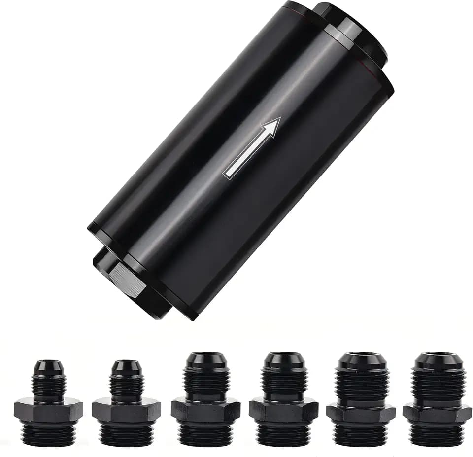 EVIL ENERGY 10 Micron Inline Fuel Filter 6AN 8AN 10AN Adapter Aluminum 50MM