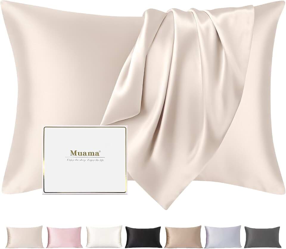 Muama Seidenkissenbezug 40x60 cm Maulbeerseide für Haar & Haut, Beige