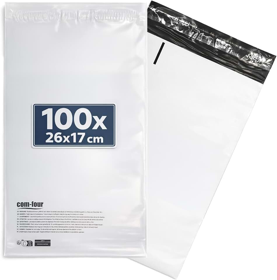 com-four® 100x Versandtaschen 26 x 17 cm, Selbstklebende Versandbeutel