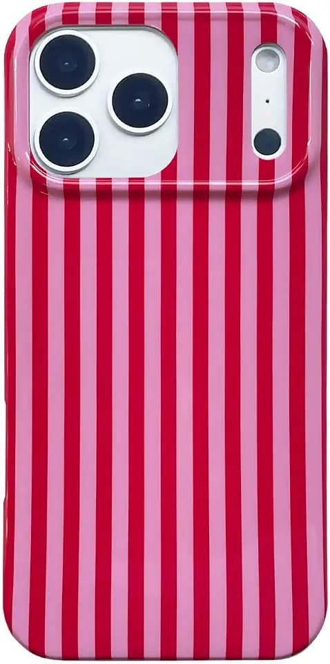 Red Pink Striped Phone Case for iPhone 17 Pro Max