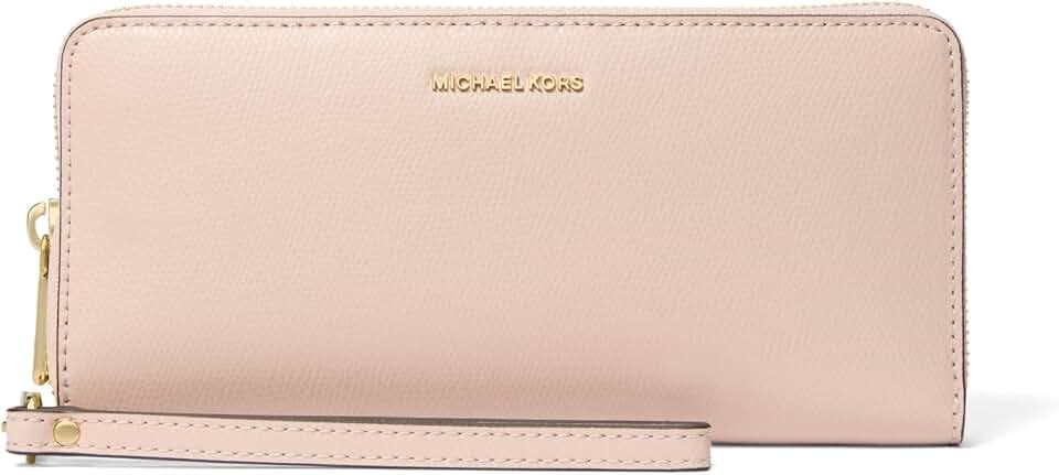 Michael Kors Jet Set Travel Continental, Gold-Tone Hardware/Pebble Leather/Soft Pink