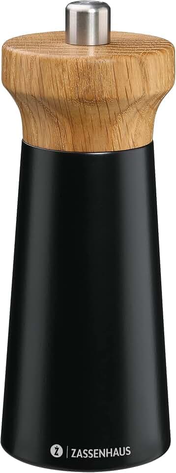 Zassenhaus Salzmühle WESTERLAND 14cm, schwarz, Keramikmahlwerk, Buchenholz