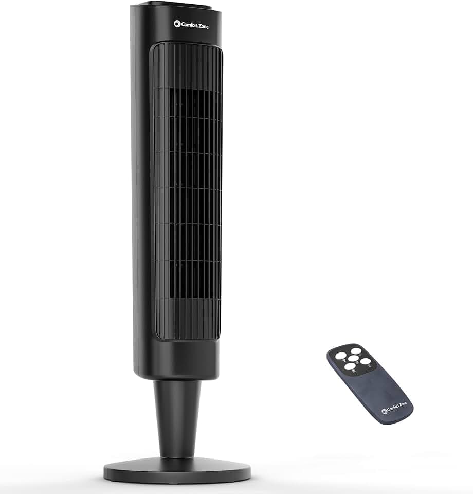 COMFORT ZONE 36" Oscillating Tower Fan with Remote & Timer