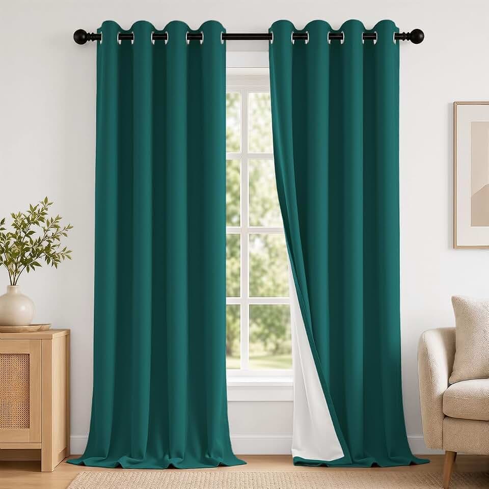 2 Panels 100% Blackout Curtains, Midweight Grommet Drapes