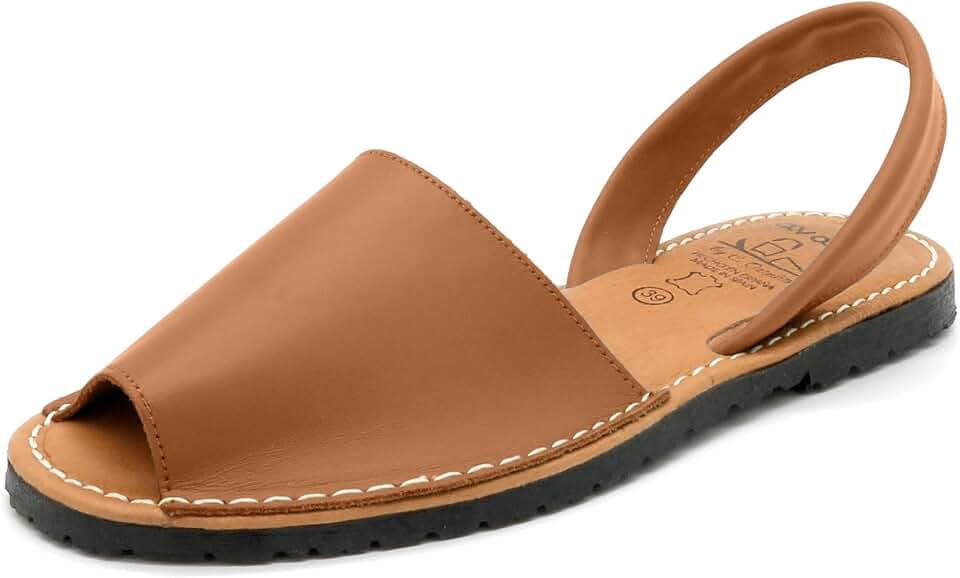 Avarca Damen Sandalen Leder Menorquina Echtleder Decksohle gepolstert spanische Menorca Barca Sommerschuhe braun EU 42