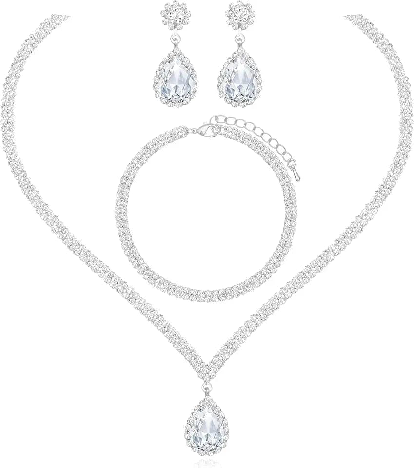 Elegant Bridal Wedding Necklace Earrings Bracelets Sets for Women