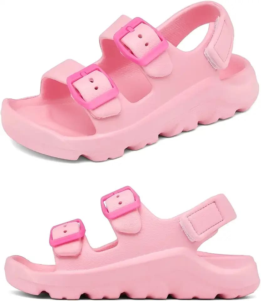 Boys Girls Toddler Little Kid Sandals Buckle Adjustable Water Sandal With Hook Loop Back Strap(Toddler 5-Little Kid 12)