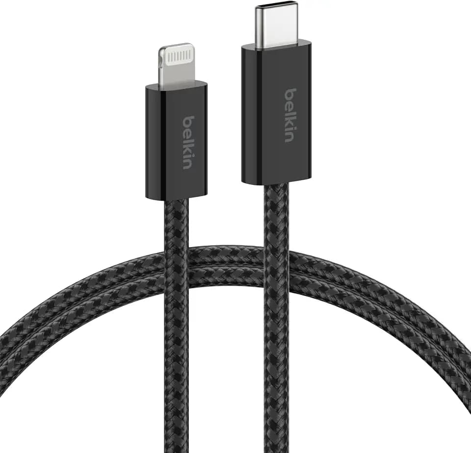 Belkin USB C to Lightning Braided Cable 6.6ft Fast iPhone Charger Cord