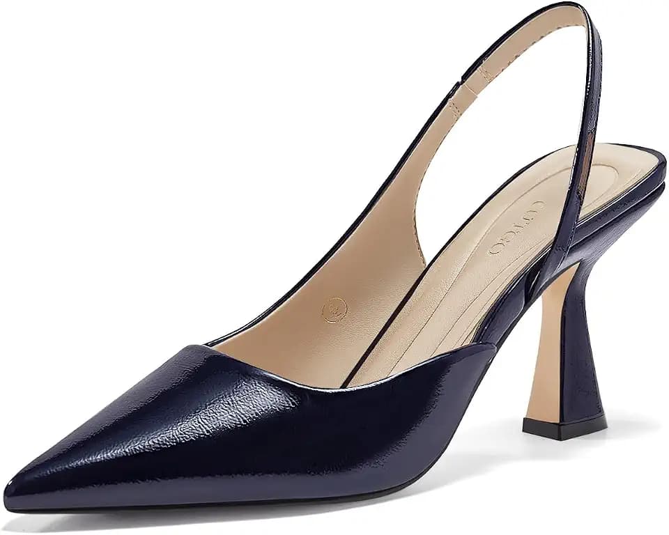 Coutgo Womens Slingback Stiletto High Heels Closed Pointed Toe Pumps D’Orsay Sexy Office Dress Shoes