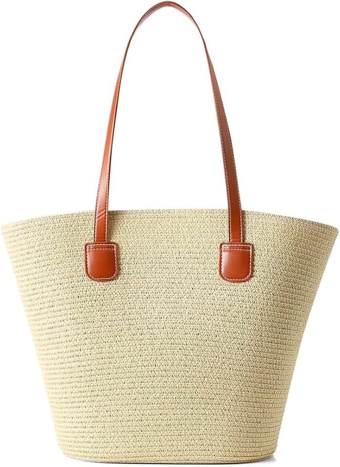 Straw Bags For Women | Travel Straw Totes Bag, Summer Woven Shoulder Bag Handbag