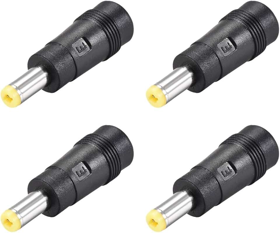 sourcing map 4 x DC-Netzadapter, Buchse 5,5 mm x 2,1 mm auf 5,5 mm x 1,7 mm Steckerspitzen, Eingang DC Steckverbinder, Gelb