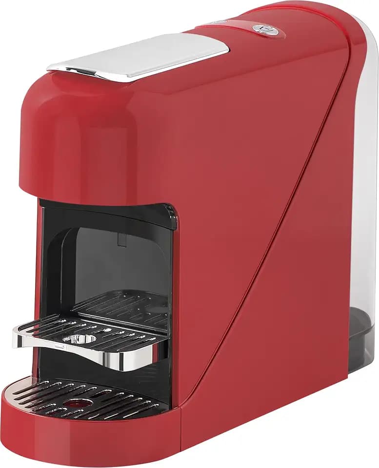 Espressomaschine, 19 bar, 1400 W, kompatibel mit Nespresso-Kapseln – Tank 900 ml, Heizung 40 s, Edelstahl, Espresso und lang, automatische Abschaltung (rot)