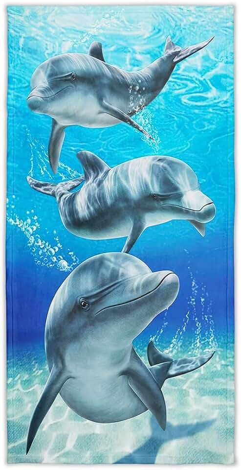 Zomer Strandtuch 70x140cm,Bedrucktes Mikrofaser Badetuch-Byron Bay Delfin