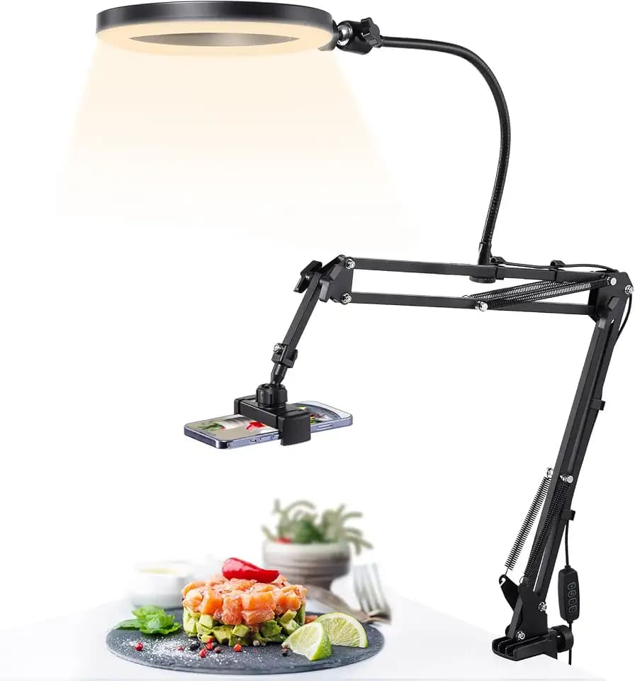 Overhead Handy Stativ mit Ringlicht, ULANZI 10 Zoll Ringlicht Handy, 3 Farbtemperaturen(3000-6000k), Helligkeiten Enstellbare Ringleuchte für Tiktok YouTube Streaming Videokonferenz, T037GBB1-EU2