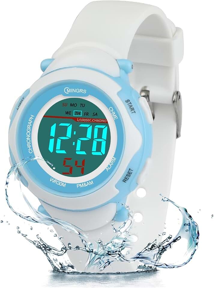 Juboos Digitale Armbanduhr für Kinder, Jungen, Mädchen, Jugendliche, digital, für den Außenbereich, Sport, wasserdicht, Umweltschutz, ungiftig, mit Alarm/Timer/LED-Licht