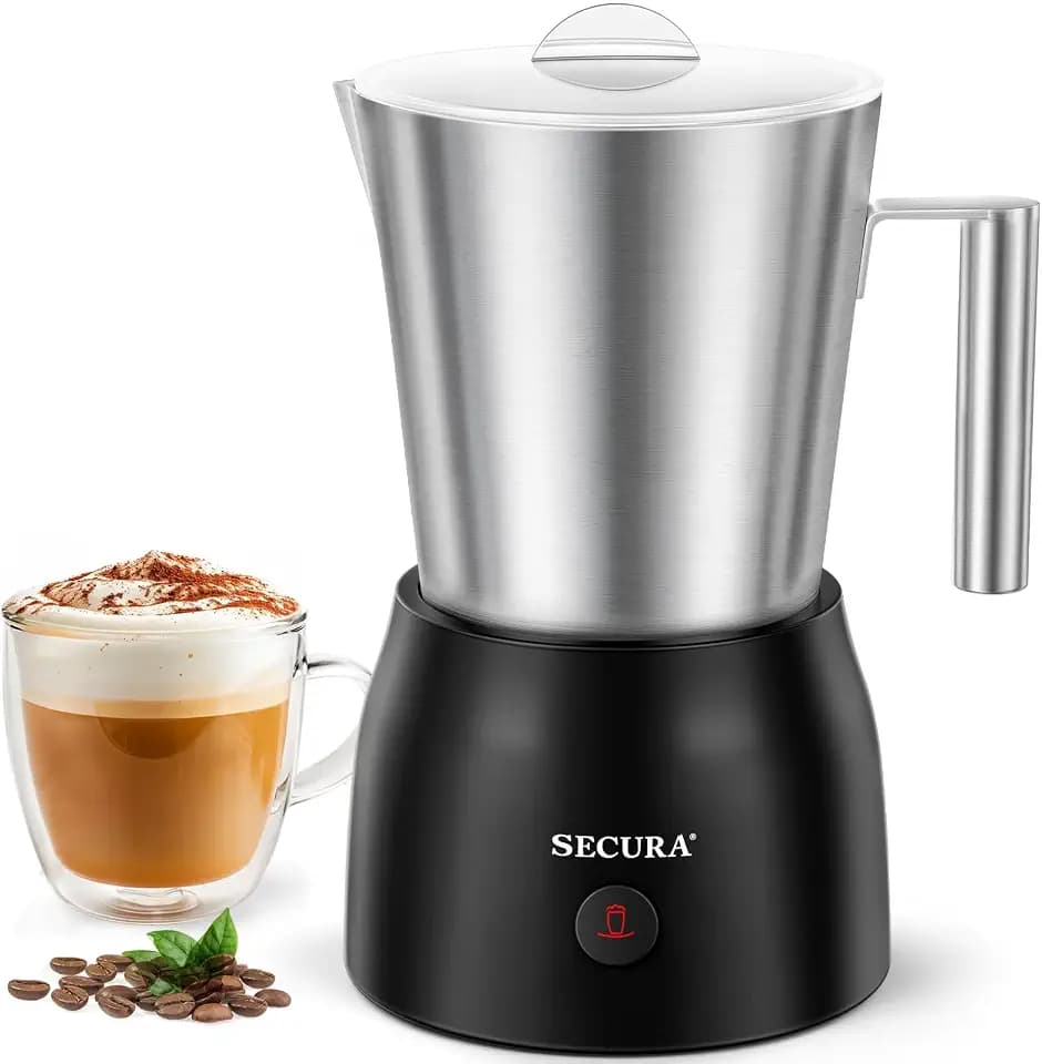 Secura Milk Frother, 17oz Stainless Steel Hot & Cold Foam Maker, Classic