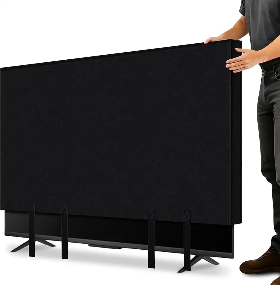 TV Cover for Moving & Shipping, Heavy Duty Felt TV Cover 60"-65" Flat Screen, Anti-Scratch TV Protector with Bottom Strap, Protect Your TV During Moving, Storage, Renovation & From Pet Scratches