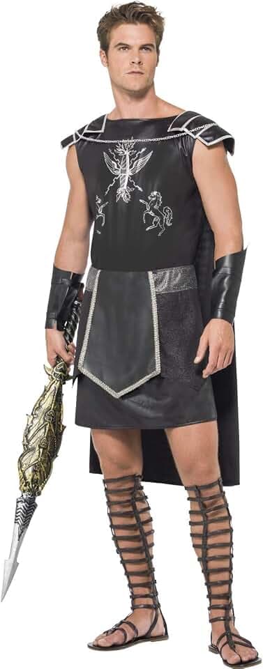 Fever, Herren Dark Gladiator Kostüm,Tunika mit Umhang und Armmanschetten, Größe: L, 55028