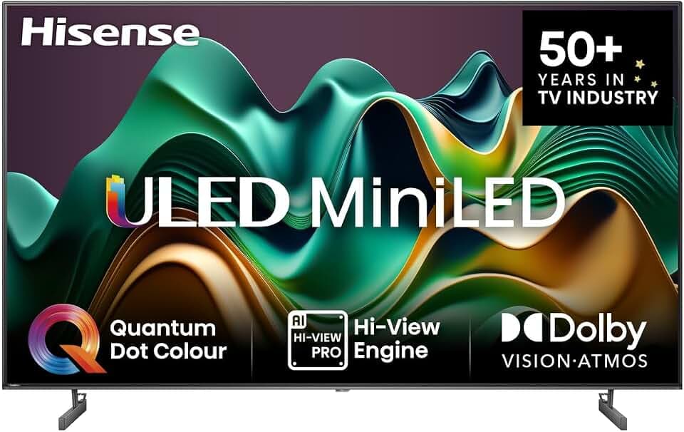 Hisense 65U6NQ 164 cm (65 Zoll) Fernseher 4K Mini LED ULED HDR Smart TV, 60Hz, HDMI 2.0, Game Mode Plus, Dolby Vision & Atmos, Bluetooth, Alexa Built-in, Anthrazit, [2024]