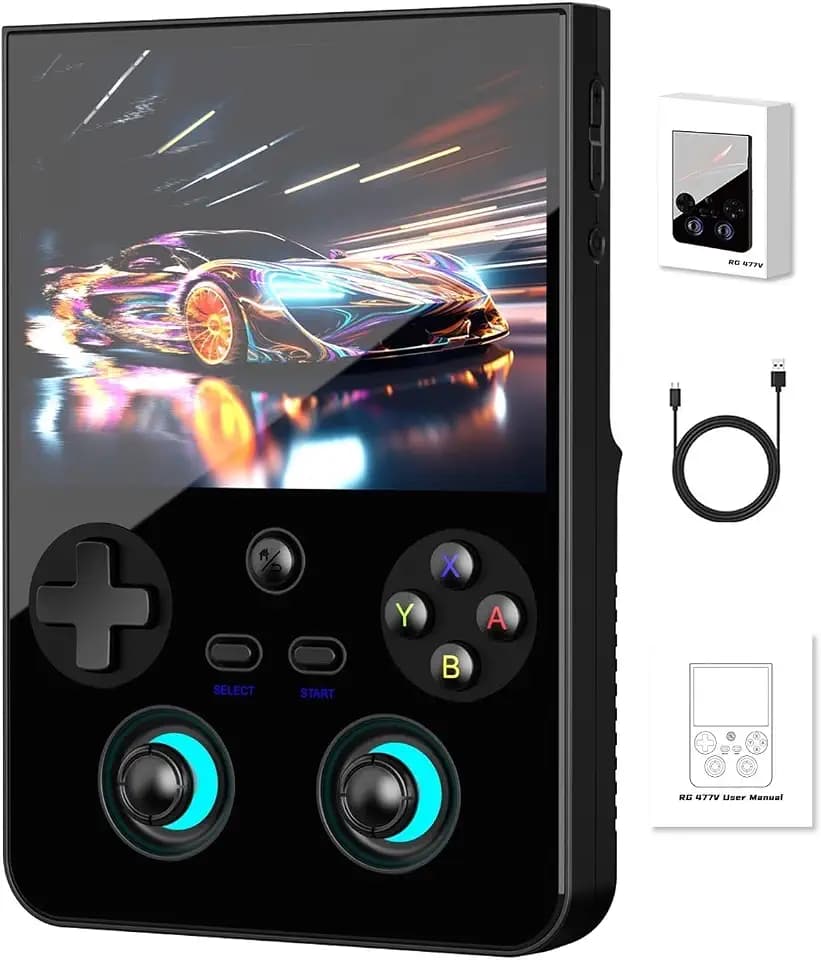 Anbernic RG477V Retro Handheld Game Console , 4.7 Inch Touch Screen Android 14 System Support WiFi 6E Bluetooth 5.3 Dimensity 8300 Processor 8+128GB(Black)