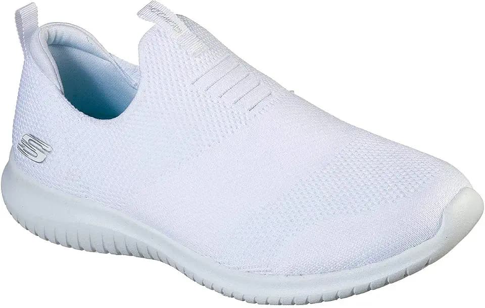 Skechers Ultra Flex First Take Womens Slip On Walking Sneakers White 7.5