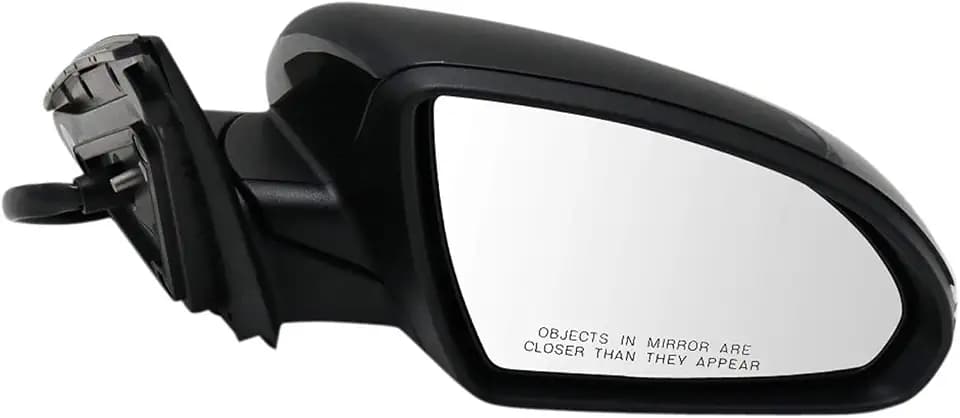 TRQ Passenger Side Power Heated Folding Mirror with Memory Smooth Black