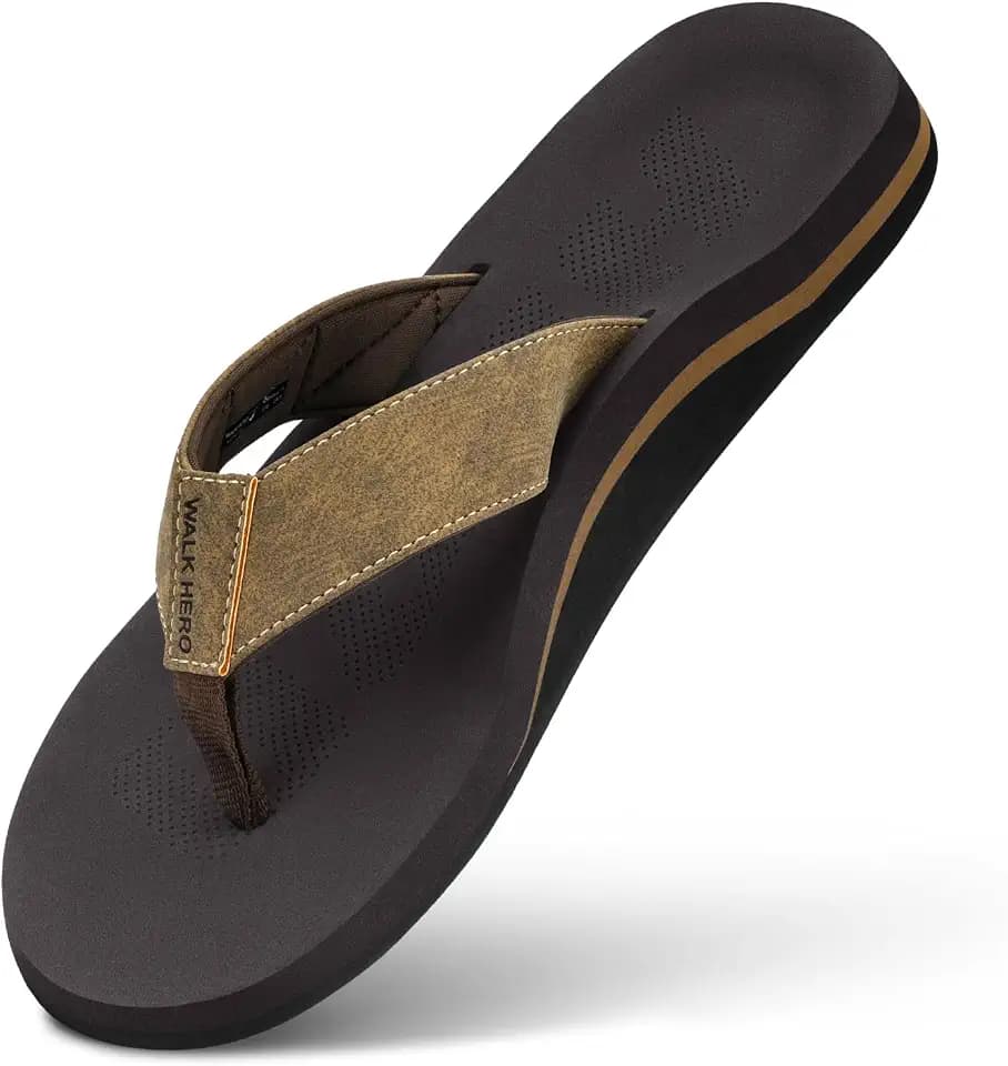 WalkHero Men's Sandals Flip Flops Orthotic Arch Support Soft Cushioning