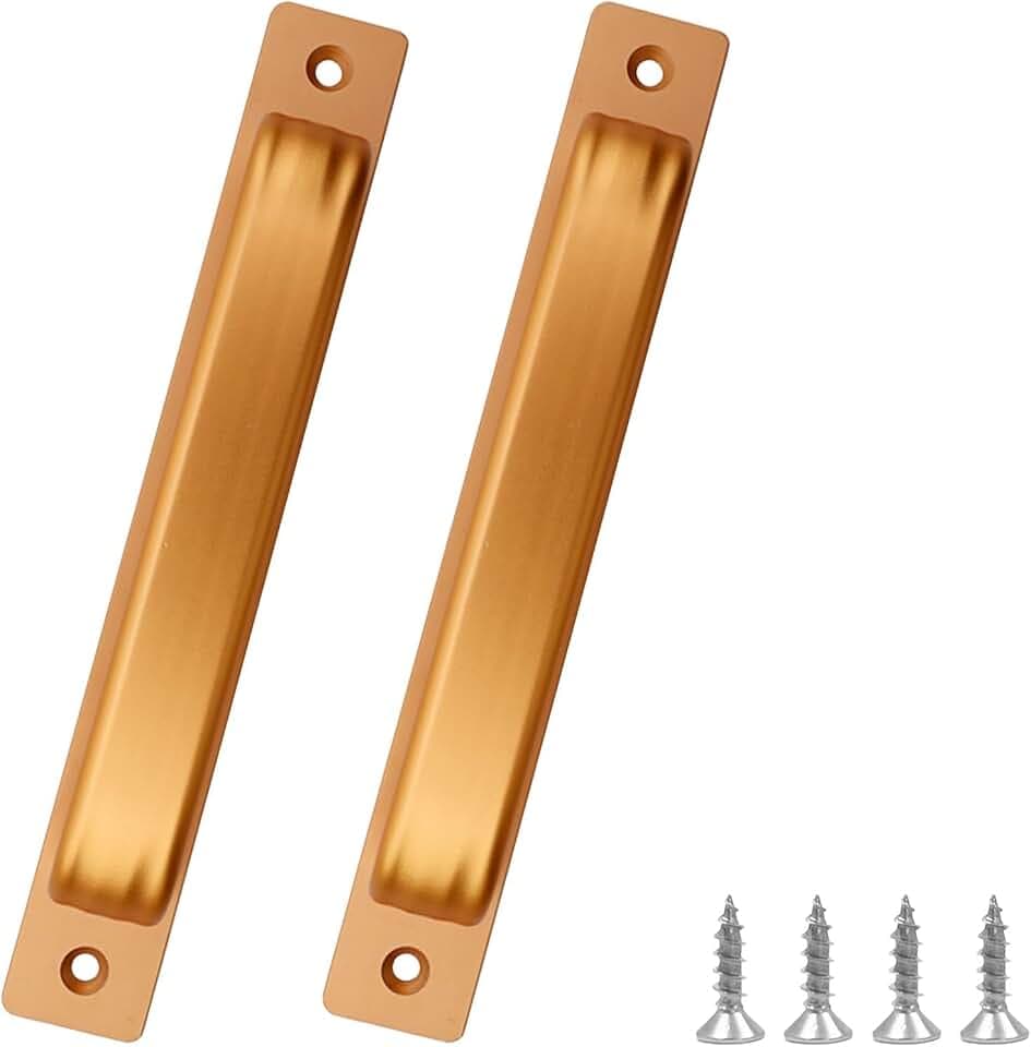 2 Stück Schiebetür Griff, Schrank Griff, Griffe Schwarz, 180 mm Griffe Kleiderschrank, für Schränke, Schiebetüren, Balkontüren (Gold, Lochung)