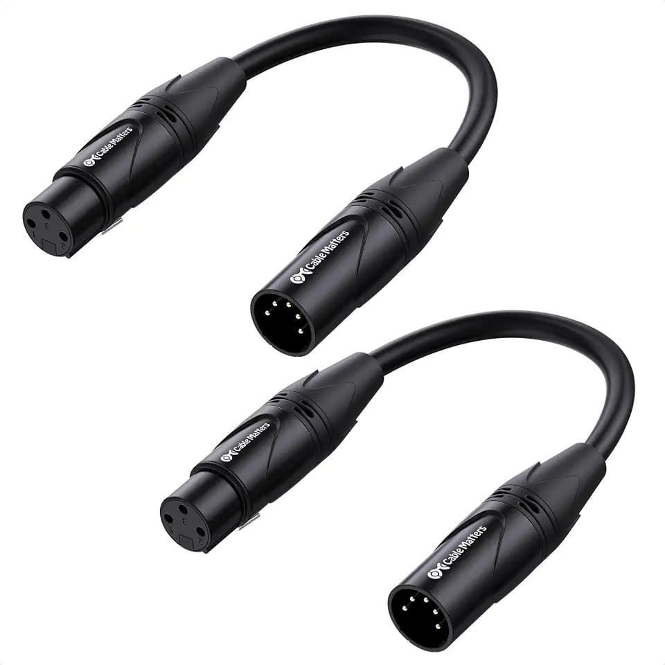 Cable Matters 2-Pack 5 Pin to 3 Pin DMX Lighting Cable, 6 Inches