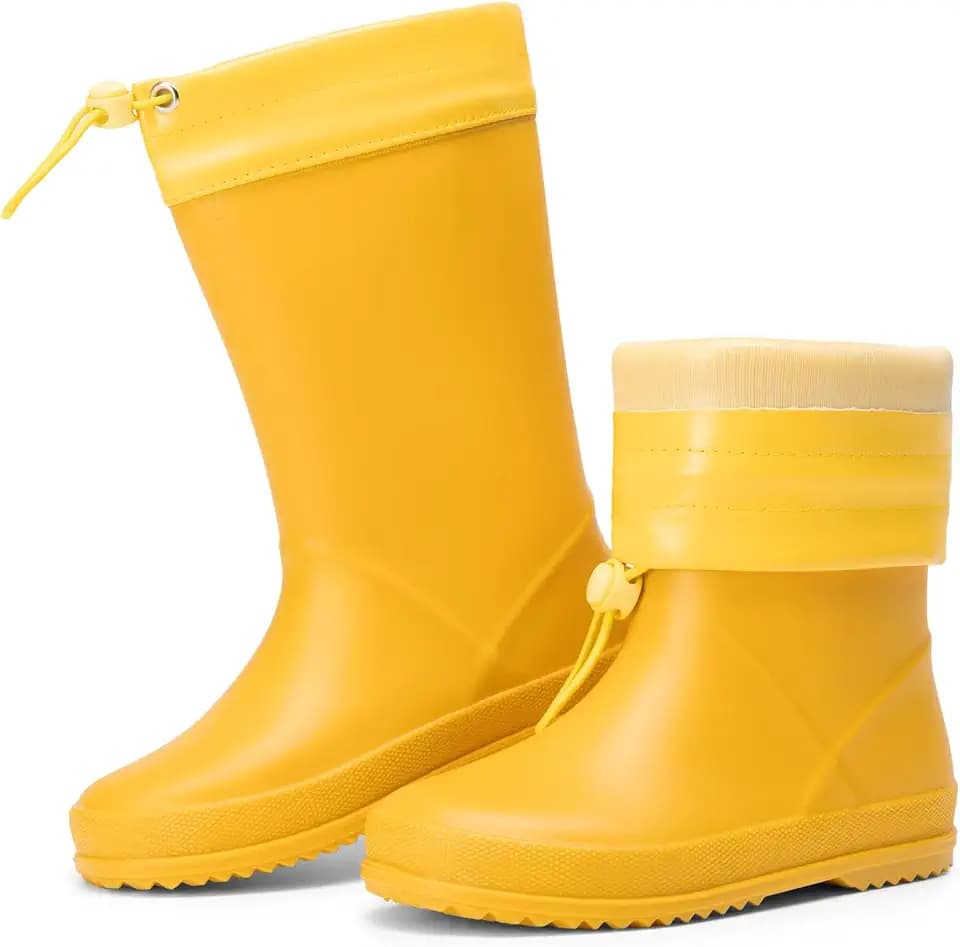 DREAM PAIRS Kids Waterproof Drawstring Rain Boots