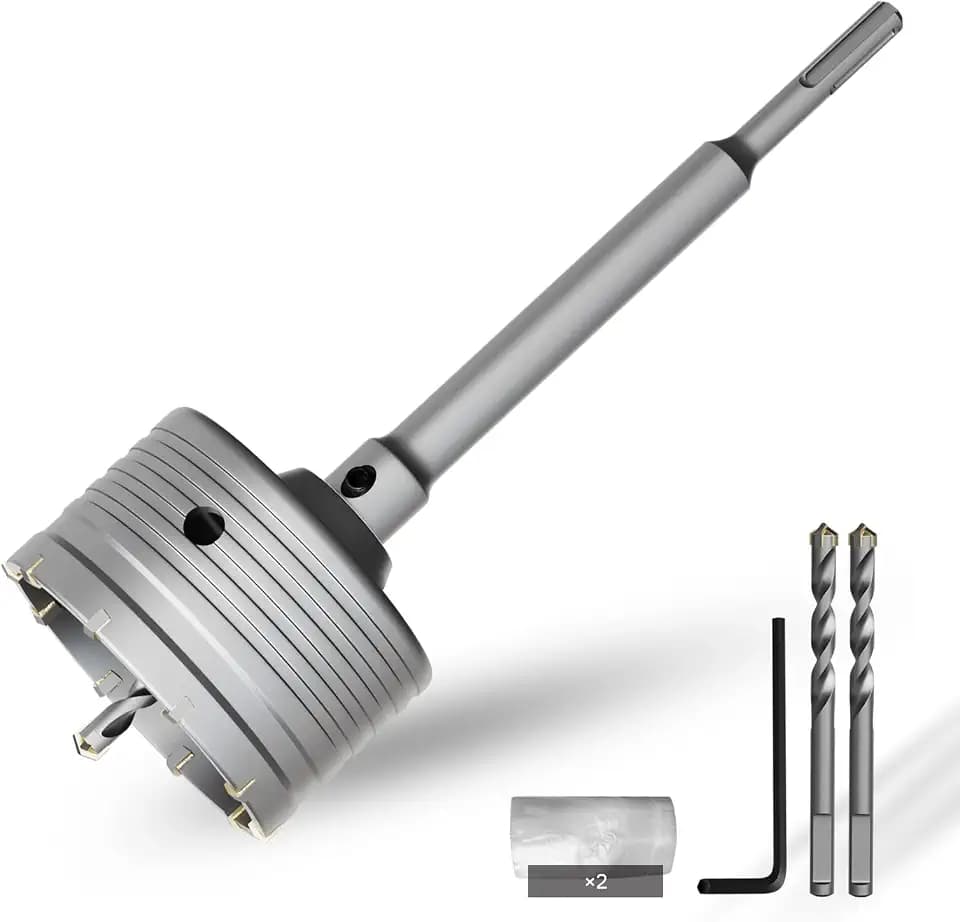 CSOOM Concrete Hole Saw 4-1/8" (105mm) with 220mm SDS Plus Shank Connecting Rod, Carbide Cement Hole Saw for Concrete Cement, Brick Wall Stone