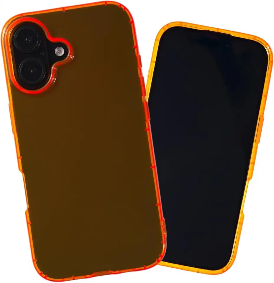 SteepLab Neon Highlighter Case for iPhone 16 - The Grippy Jelly Case w/Protective Air Pockets (Intense Bright Orange)