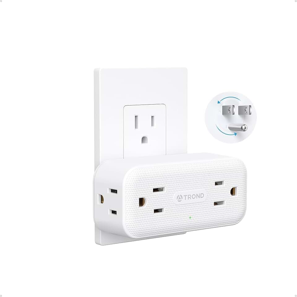 TROND Surge Protector Outlet Extender with 360 Rotating Plug, White