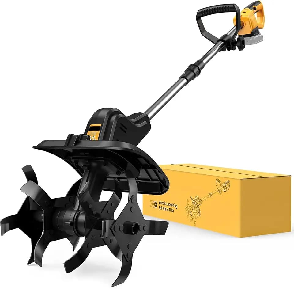 Cordless Tiller Cultivator for Dewalt 20v Max Battery, 360RPM,11.8In Tilling Width ＆ 8.6In Depth, Electric Tiller for Gardening, Battery Powered Tiller for Soil Cultivation/Lawn (Battery Not Included)