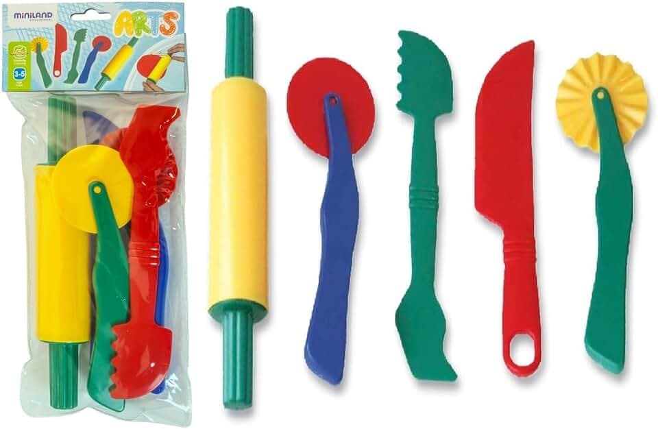 Miniland Zubehörset, Werkzeugset für Knetmasse, 5 Teile, 22cm-95251