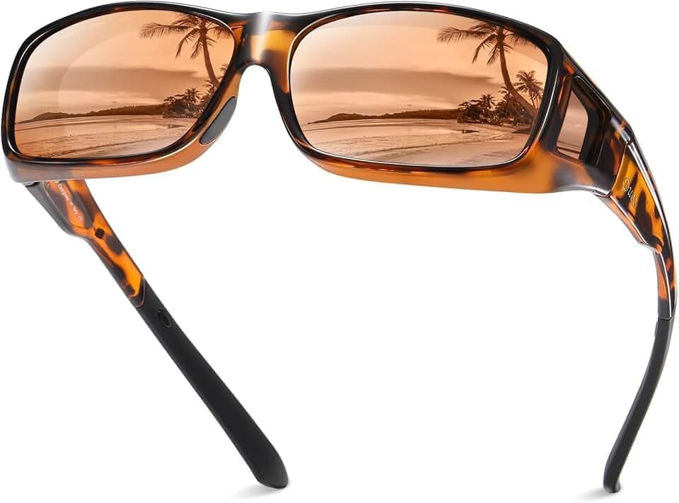 DUCO Herren und Damen Fit Over Sonnenbrille Polarisiert Unisex Brille UV400 Schutz Wrap Around Blendschutz Überbrille für Brillenträger Kleine Größe