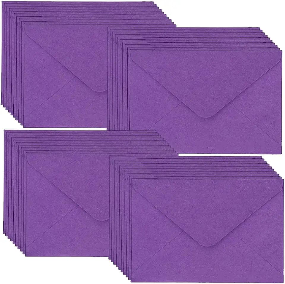WYAN Mini umschläge-40 Stück 15,5 * 10,5cm Tiefes Violett Kraftpapier Umschläge,Klassischer Umschlag spiegeln,für Geschenkkarte Hochzeit,Geburtstag Party Supplies(Karte und Kleber nicht enthalten)