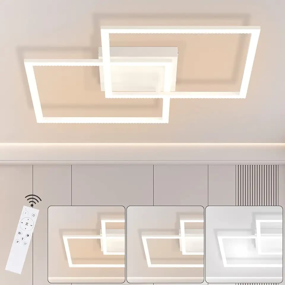 Glitzerlife Deckenlampe LED Wohnzimmer Weiß Deckenleuchte Dimmbar