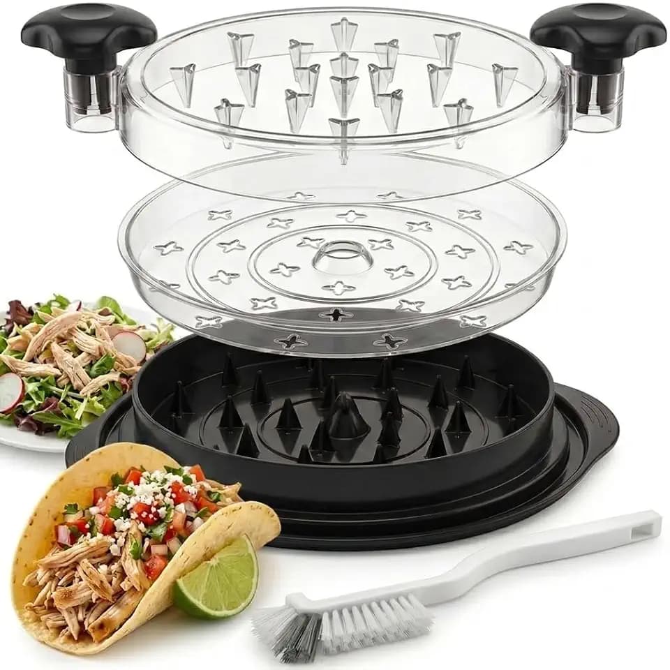 Chicken Shredder Tool Twist Large Capacity – Heavy Duty Meat Shredder for Chicken Breast, Pulled Pork & Beef – Visible Lid, Anti-Slip Base, BPA Free, Dishwasher Safe – Fast Meal Prep Tool (Black)