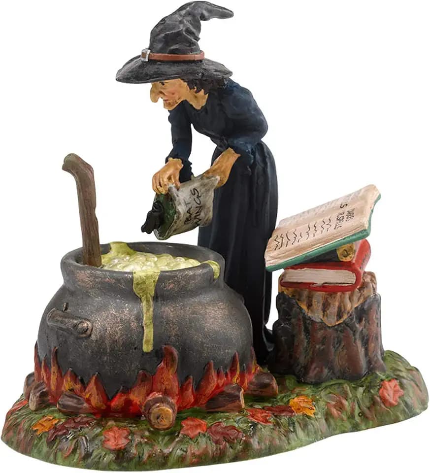 Department 56 Snow Village Halloween Accessories Witch Hollow Fire Burn and Cauldron Bubble Figurine, 3.43 Inch, Multicolor