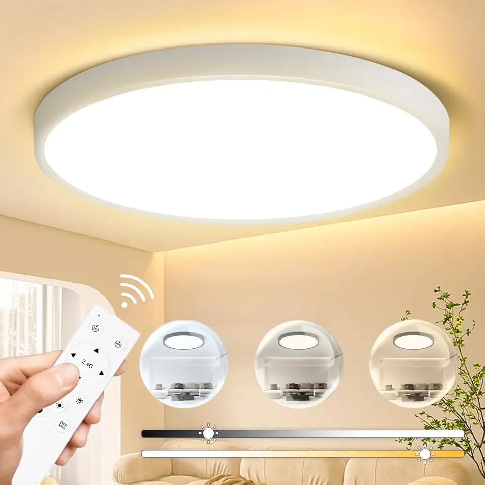 CANMEIJIA Deckenlampe LED Deckenleuchte Dimmbar 3000K/4000K/6500K Innenlampen 24W Weiß Deckenleuchten für Wohnzimmer, Badezimmer, Schlafzimmer, Kinderzimmer, Küche, Ø30cm