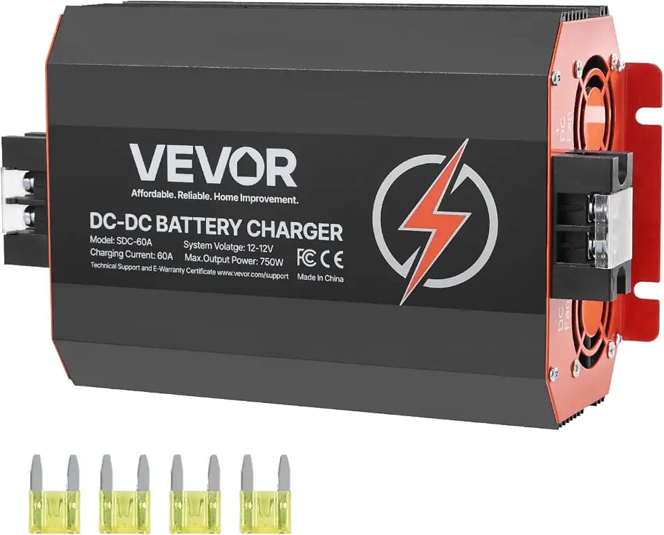 VEVOR 12 V 60 A DC/DC-Batterieladegerät, 750 W, für Blei-Säure-, Lithium-, AGM-, GEL- und Nassbatterien, intelligentes mehrstufiges Laden, für Wohnmobile, Nutzfahrzeuge, Boote, Yachten