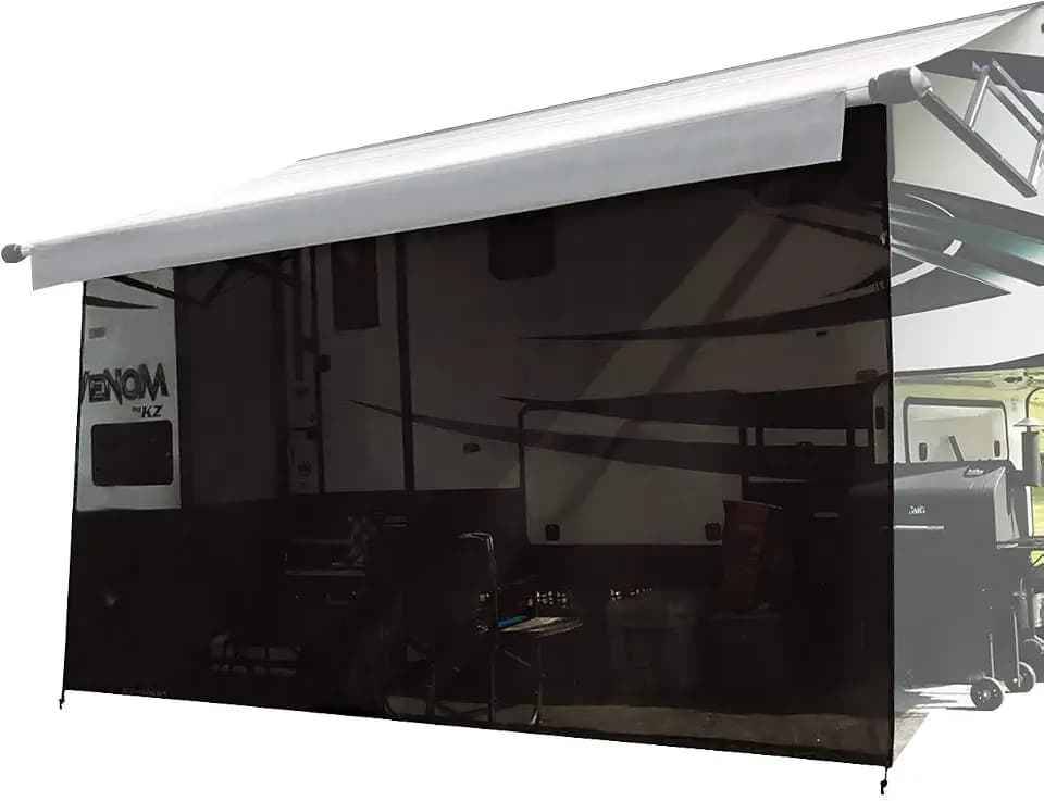 RV Awning Sun Shade Screen, 7'x17'5'', Black for 18' Awning