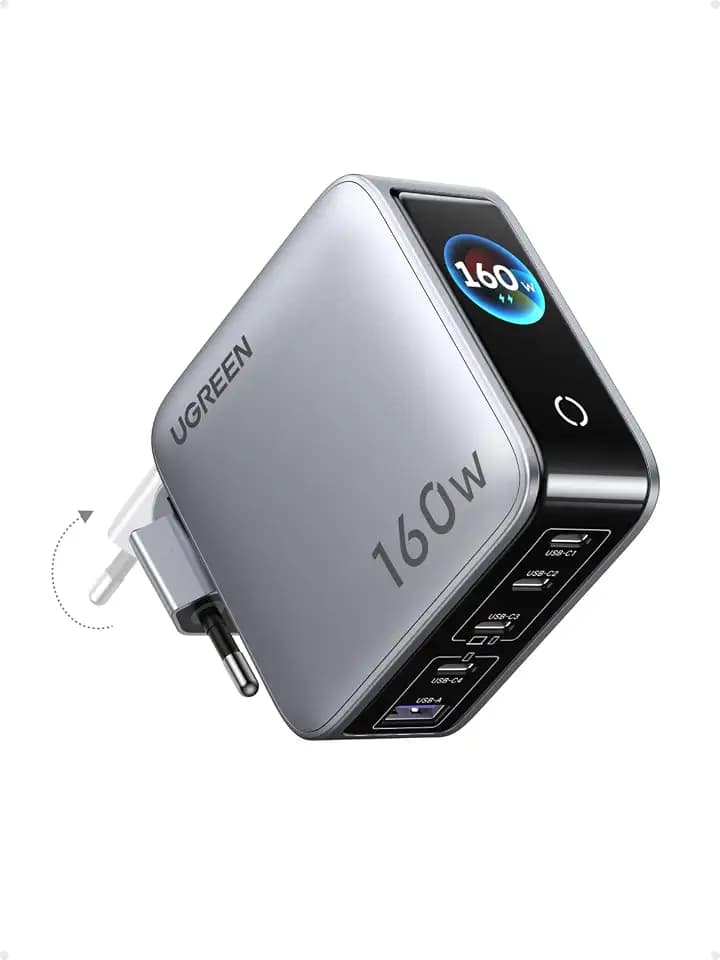 UGREEN Nexode Pro 160W USB C Ladegerät 5-Port, Smart Display, Touch Control