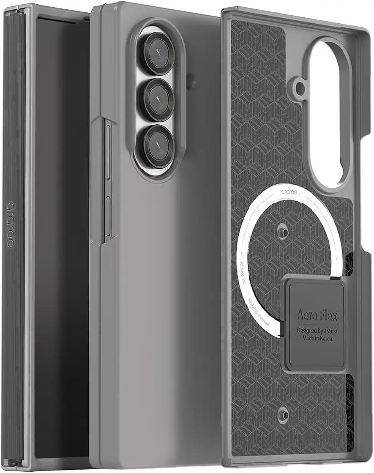 araree Aero Flex M Case for Samsung Galaxy Z Fold 7, MagSafe Compatible, Supports Accessories, Thin & Lightweight, Hinge Protection, Anti-Fingerprint Hard Cover (Gray, Samsung Galaxy Z Fold 7)