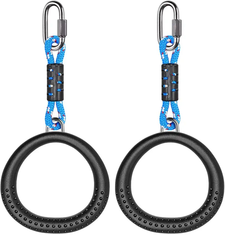 Dolibest 2 Pack of Ninja Gymnastic Rings,Monkey Ring Outdoor Backyard Ninja Accessories Set,Swing Bar Rings Obstacle Course for Training Equipment for Teens,1000LB Capacity