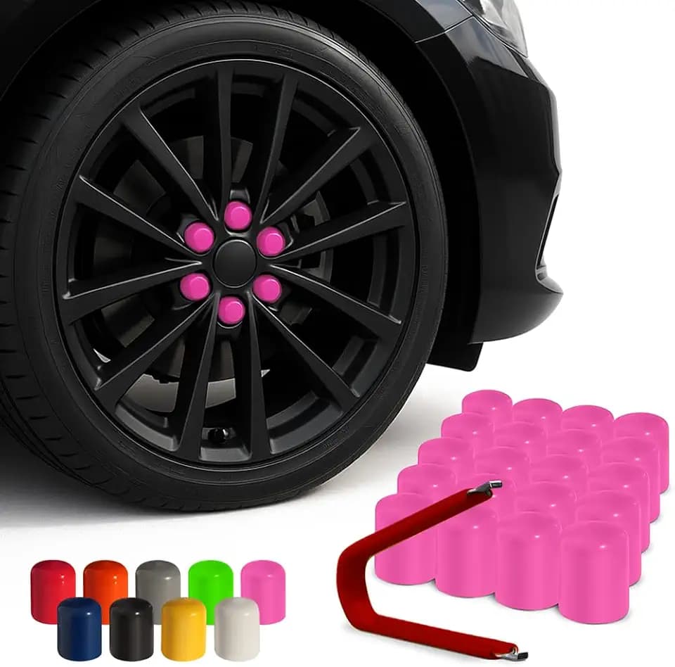 ColorLugs Vinyl Lug Nut Cover | Bubble Gum Pink | Flexible Fit Wheel Lug Nut Cap | Fits 19 mm | Pack of 20 | Includes Deluxe Extractor | Made in the USA